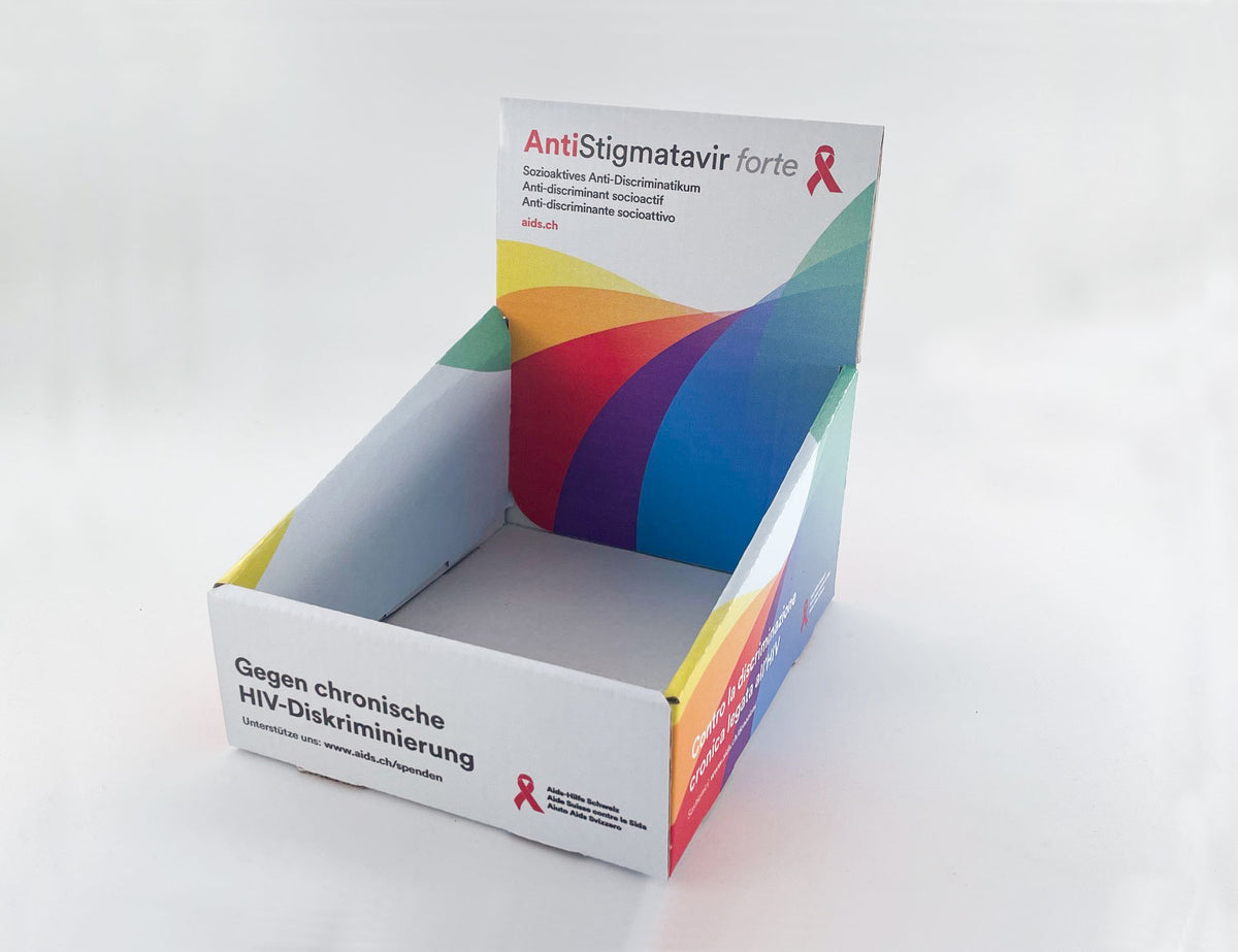 Présentoir de comptoir AntiStigmatavir forte (vide, sans emballages)

